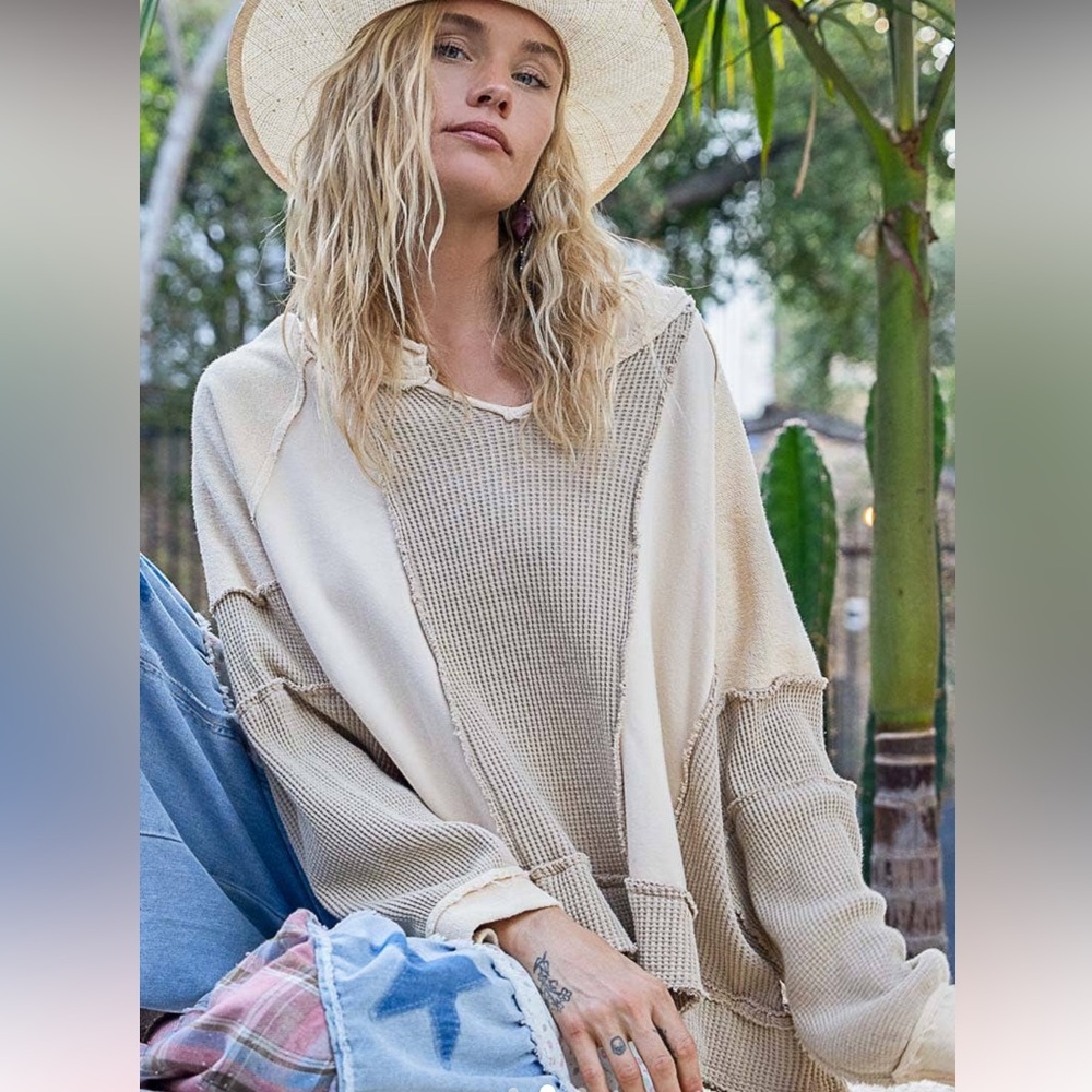 POL Waffle Knit Pullover